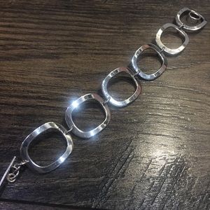 STERLING SILVER RECTANGLE LINKS BRACELET